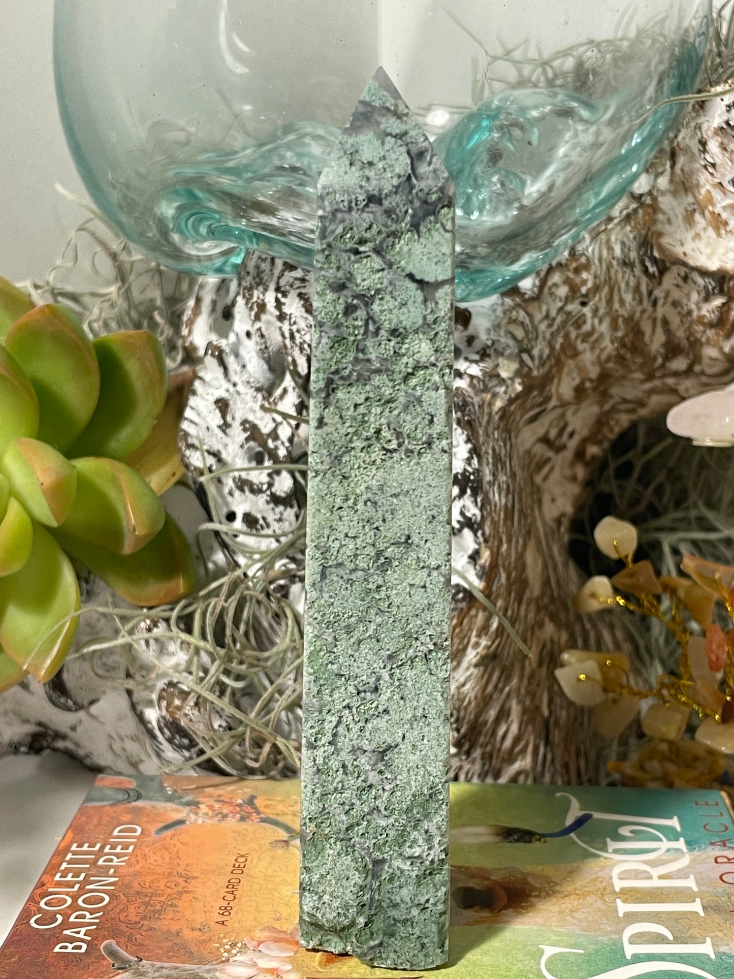 Moss agate tower