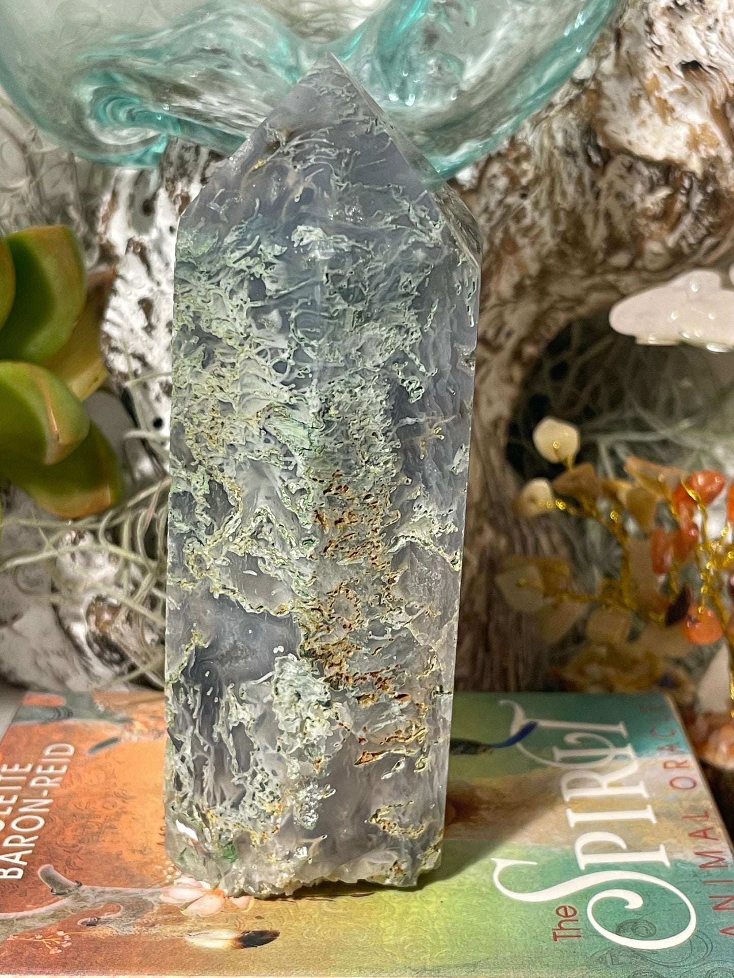 Moss agate tower