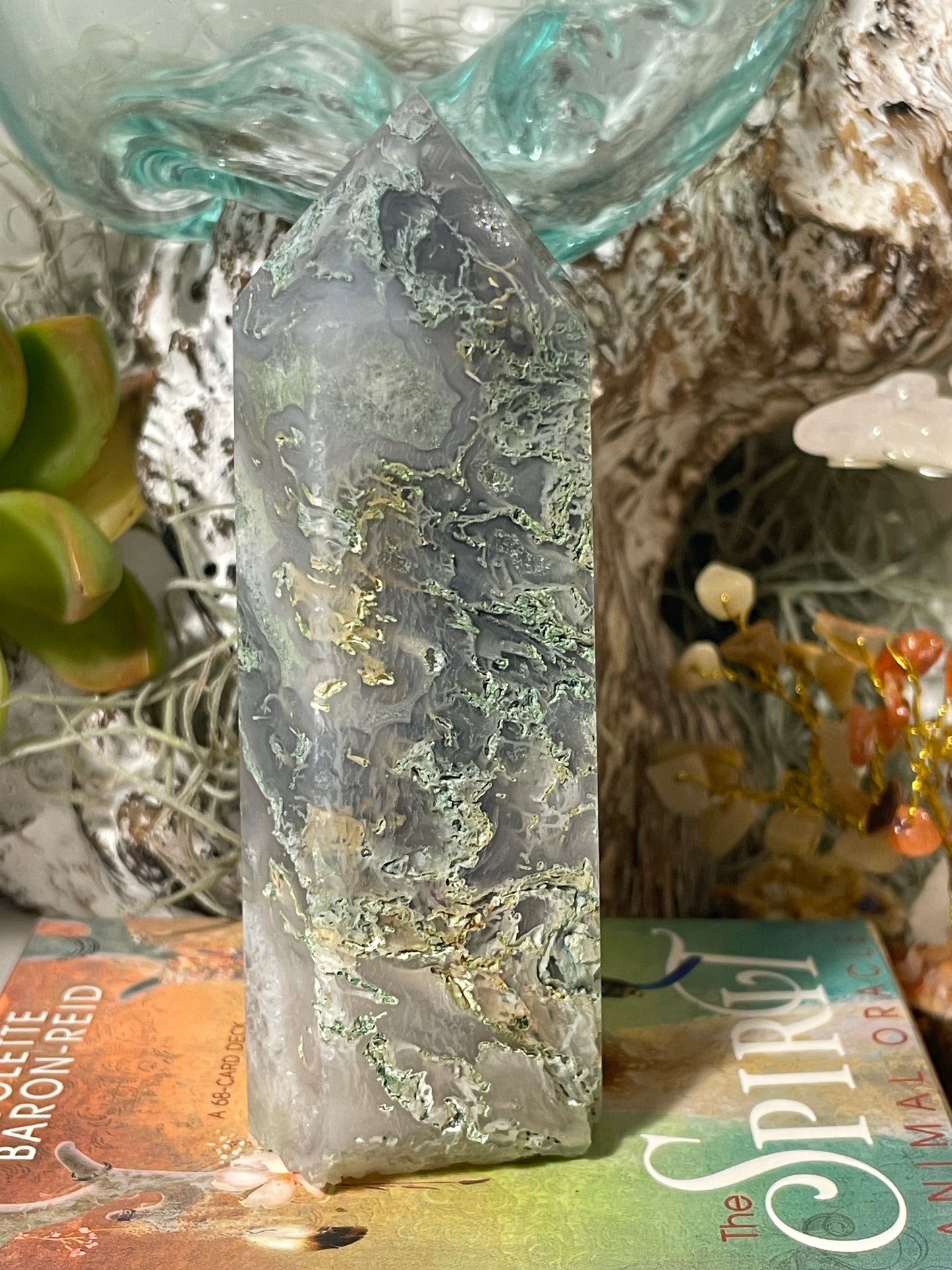 Moss agate tower