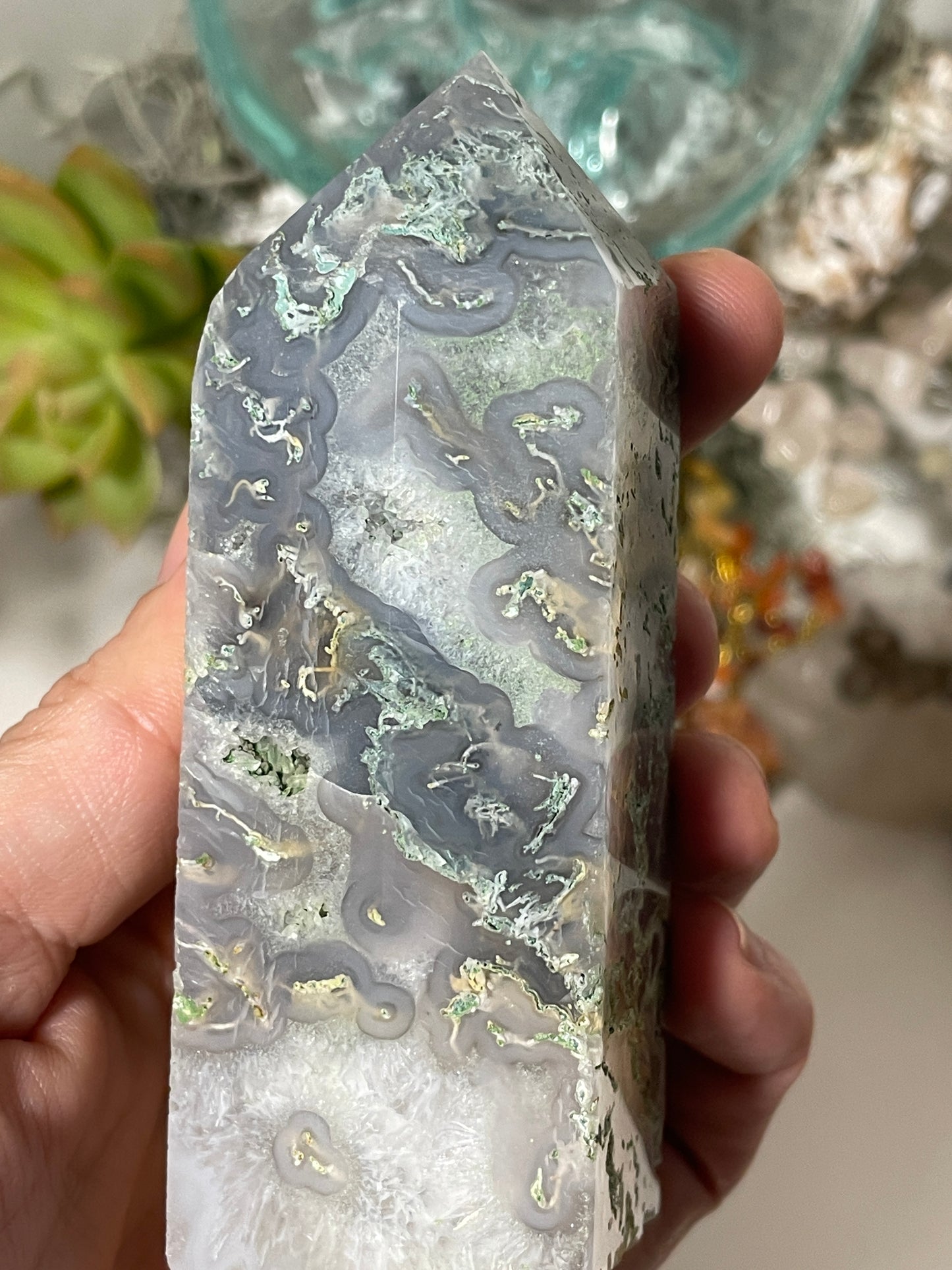Moss agate tower