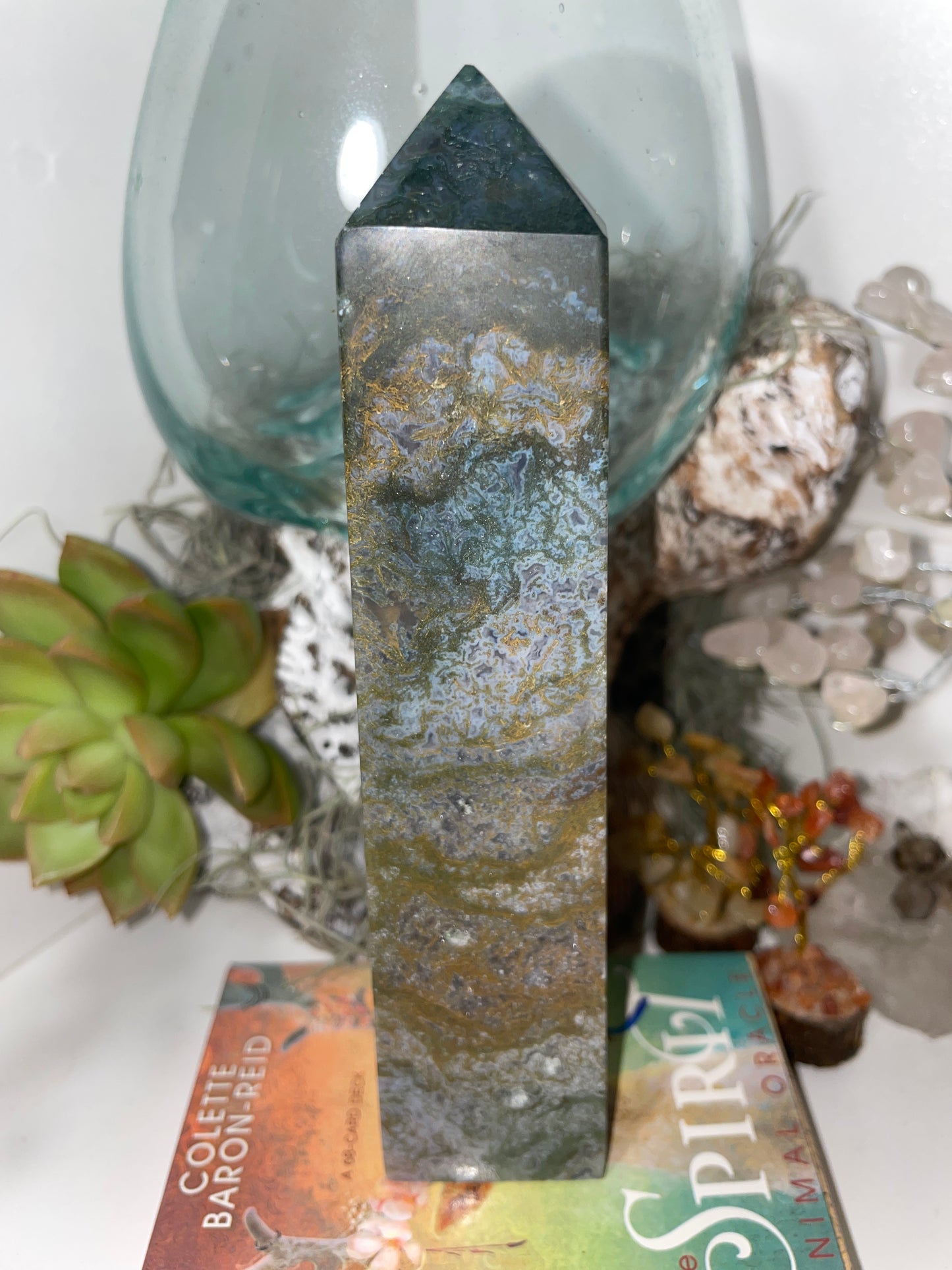 Moss agate tower
