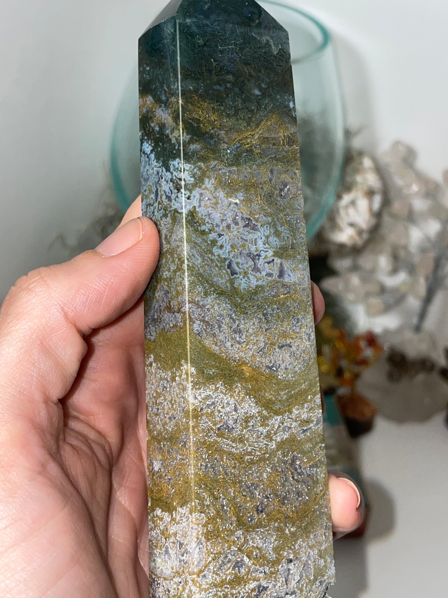 Moss agate tower