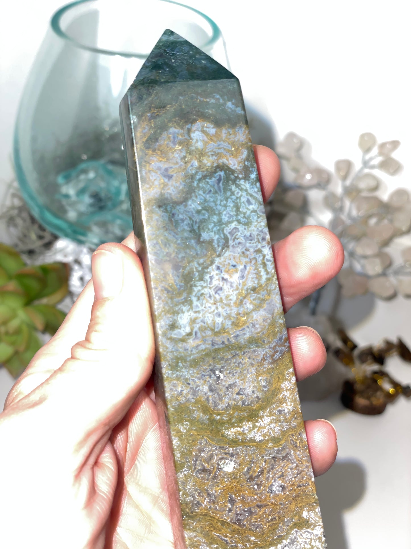 Moss agate tower